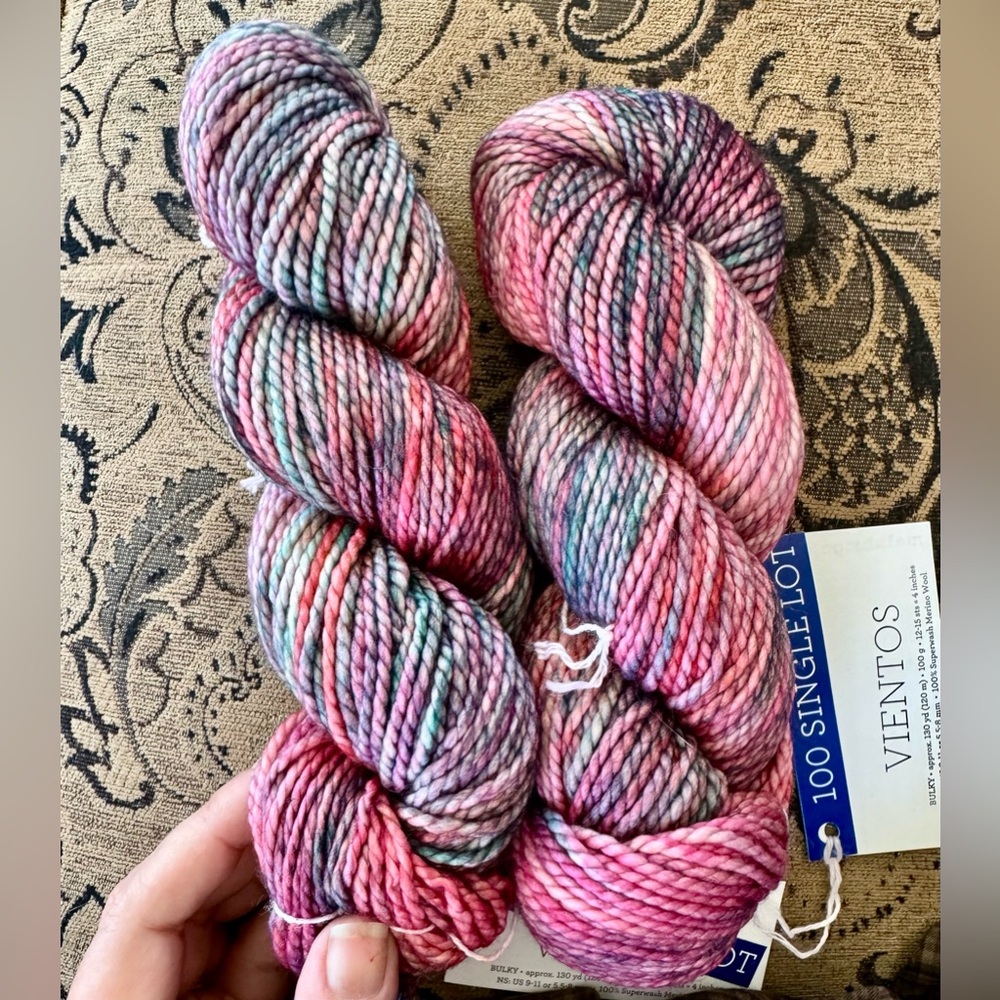 Malabrigo Vientos Hand-Dyed Yarn in Pink and Purple - Picture 5 of 17